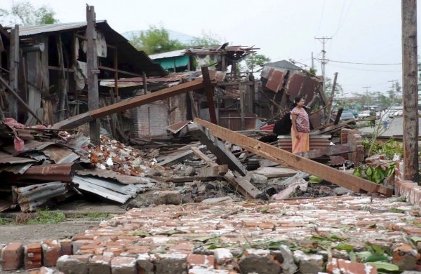 Casas derribadas por el ciclón 'Nargis'.