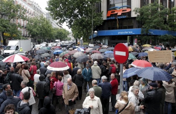 Protesta en la calle Génova contra Rajoy.