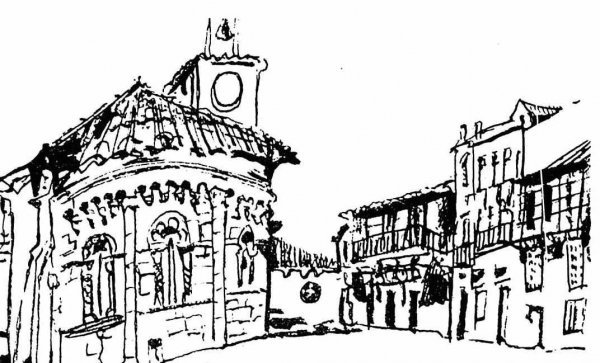 Iglesia de Santiago de Allariz, según debuxos de Conde Corbal, en La Región.