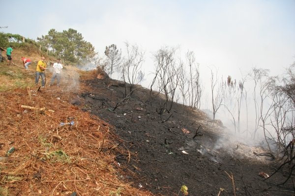 Incendio forestal en el monte de Reboreda en el año 2006. (Foto: Archivo )