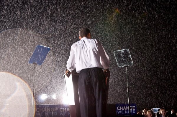 Barack Obama, durante un mitin en Fredericksburg. (Foto: Denny Henry)