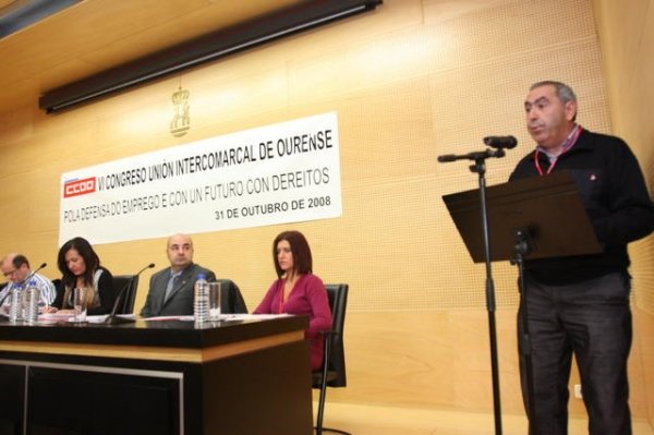 José Gómez ofrece el discurso de balance de su mandato a los delegados de Comisiones Obreras. (Foto: Miguel Ángel)