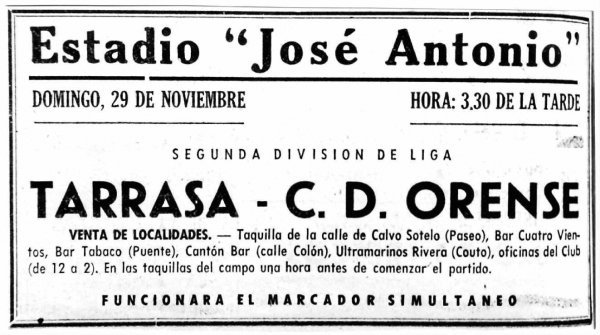 (3) Anuncio del partido del Orense publicado en La Región�03en 1959.