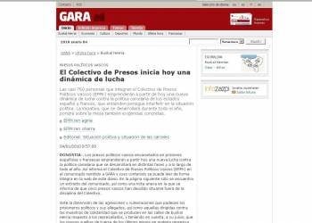 Vista de la información publicada en la edición digital del diario Gara.