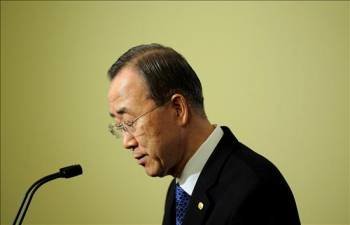 El secretario general de la ONU, Ban Ki-moon, comparece en una rueda de prensa tras la reunión del Consejo de Seguridad. (Foto: Justin Lane)
