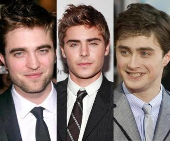 Los actores Pattinson, Efron y Radcliffe.