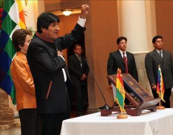 El presidente de Bolivia, Evo Morales, durante la ceremonia de nombramiento del nuevo gabinete. (Foto: Martin Alipaz)