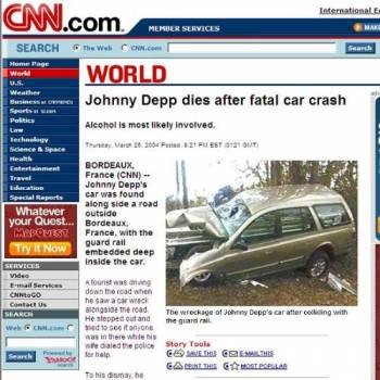 Página web que muestra el coche destrozado.