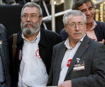 Los secretarios generales de CC.OO. y UGT, Ignacio Fernández Toxo y Cándido Méndez.
