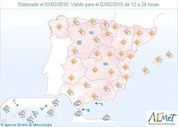 Mapa de España con la previsión del tiempo para el martes. (Foto: AEMET)
