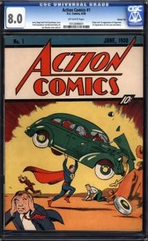 Portada de un ejemplar del primer cómic de superhéroes de la historia, en el que se presentó por primera vez a Superman. (Foto: EFE)