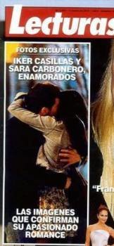 Imagen de Casillas y Carbonero besándose apasionadamente en la portada de Lecturas.