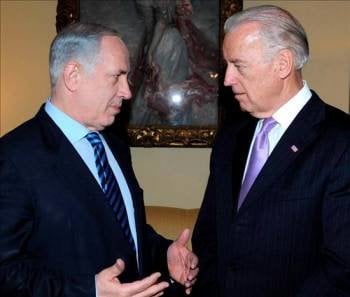 El primer ministro israelí, Benjamin Netanyahu, con el vicepresidente de EE.UU., Joe Biden. (Foto: EFE)