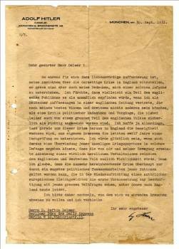Carta del dictador alemán Adolf Hitler. (Foto: EFE)