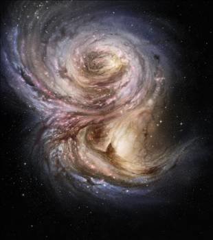 Imagen de nueva galaxia, bautizada con el nombre de SMM J2135-0102 y descubierta por casualidad. (Foto: EFE)