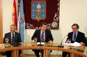 Fernández Gayoso, Feijóo y José Luis Méndez, en la reunión que mantuvieron a finales de noviembre. (Foto: ARCHIVO)
