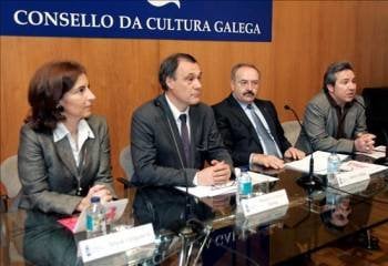 Silvia Longueira, Carlos Varela, Ramón Villares y Alberto Ruiz, en la inauguración de las jornadas. (Foto: X. REY)