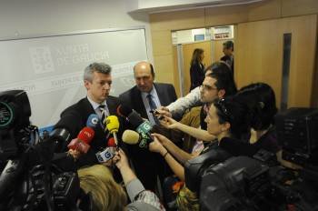 Alfonso Rueda, durante la rueda de prensa en Ourense. (Foto: Martiño Pinal)