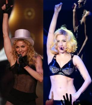 Madonna (izq.) y Lady Gaga (der.)