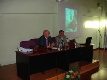 Luis Maroto y Aurelio Blanco Trincado (IEV), en la charla del viernes.