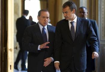 José Luís Rodríguez Zapatero acompañado de Silvio Berlusconi