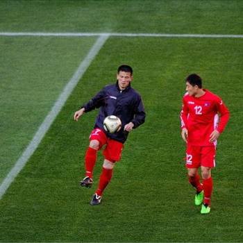 Jugadores norcoreanos en un entrenamiento