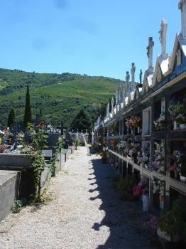 Interior del cementerio, con los nichos y sepulturas llenos de flores. (Foto: J.C.)