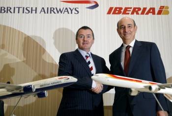 Wals y Conte, presidente de Iberia en 2008, cuando iniciaron la fusión.