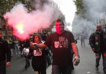 Protesta sindicaly estudiantil, el sábado, en París. (Foto: Lucas Dolega)