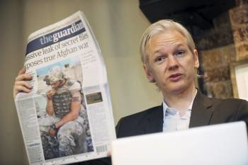 Julian Assange, en una rueda de prensa que ofreció en Londres el pasado mes de julio. (Foto: Str)