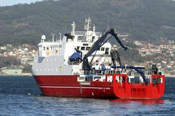 El buque oceanográfico 'Sarmiento de Gamboa', en el puerto de Vigo. (Foto: SALVADOR SAS)
