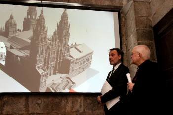 Roberto Varela y el deán de la catedral, José María Díaz, en la presentación. (Foto: VICENTE PERNÍA)