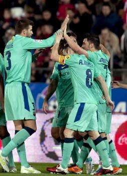 Los jugadores del Barcelona celebran un gol ante el Mallorca, en la última jornada de Liga. (Foto: MOnTSERRAT T. DÍEZ)