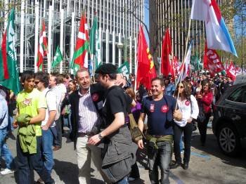 Etelvino Blanco, de la CIG de Ourense, en la manifestación. (Foto: )