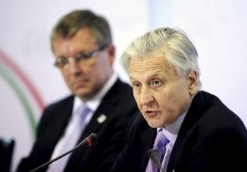Jean-Claude Trichet durante su intervención en la reunión de ministros del Ecofin. (Foto: PAUL McERLANE)