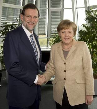  Mariano Rajoy y Angela Merkel.EFE