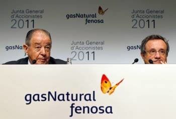 Salvador Gabarró, presidente de Gas Natural,  y Rafael Villaseca, consejero delegado. (Foto: ALBERTO ESTÉVEZ)