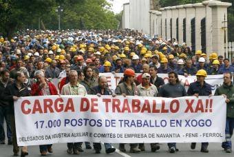 Trabajadores de Navantia manifestándose. (Foto: EFE)
