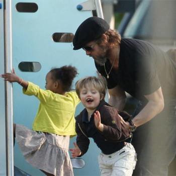Brad Pitt lleva a sus hijos al cine