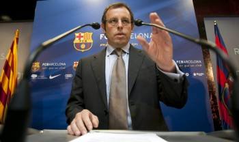 Rosell, ayer durante la conferencia de prensa que ofreció en el Camp Nou.? (Foto: ALEJANDRO GARCÍA)