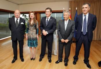 Varela, Currás, Feijóo, Gayoso y Castellano, ayer en la residencia oficial del presidente de la Xunta, en Monte Pío. Foto: vicente pernía