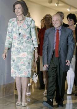La reina Sofía y Antonio López en la inauguración oficial de la exposición que el Museo Thyssen-Bornemisza dedica a la trayectoria del artista manchego. Foto: EFE