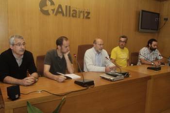 Martín Vázquez, Adolfo Fernández, Francisco García, David Pérez y Celso Barba, ayer en Allariz. (Foto: MIGUEL ÁNGEL)