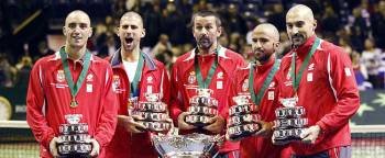 El equipo serbio de Copa Davis (Foto: EFE)