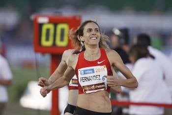 Nuria Fernández, nada más imponerse en la carrera de los 1.500 metros.? (Foto: víctor lerena)