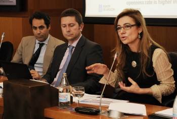 Marta Fernández Currás, conselleira de Facenda, en una comparecencia pública. (Foto: ARCHIVO)