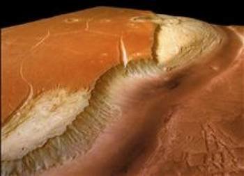 Imagen de archivo tomada por la nave espacial 'Mars Express' que muestra un gigantesco valle glacial en el planeta Marte. (Foto: Archivo)