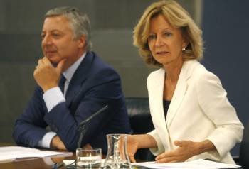 Blanco y Salgado, en la rueda de prensa posterior a la reunión del Consejo de Ministros. (Foto: BERNARDO RODRÍGUEZ)