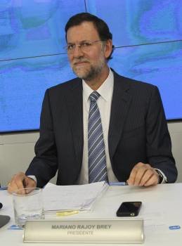Rajoy, presidiendo la Junta Directiva del PP. (Foto: MONDELO )