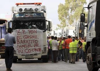 Los transportistas protagonizaron una huelga en 2008 por la subida del gasoil.